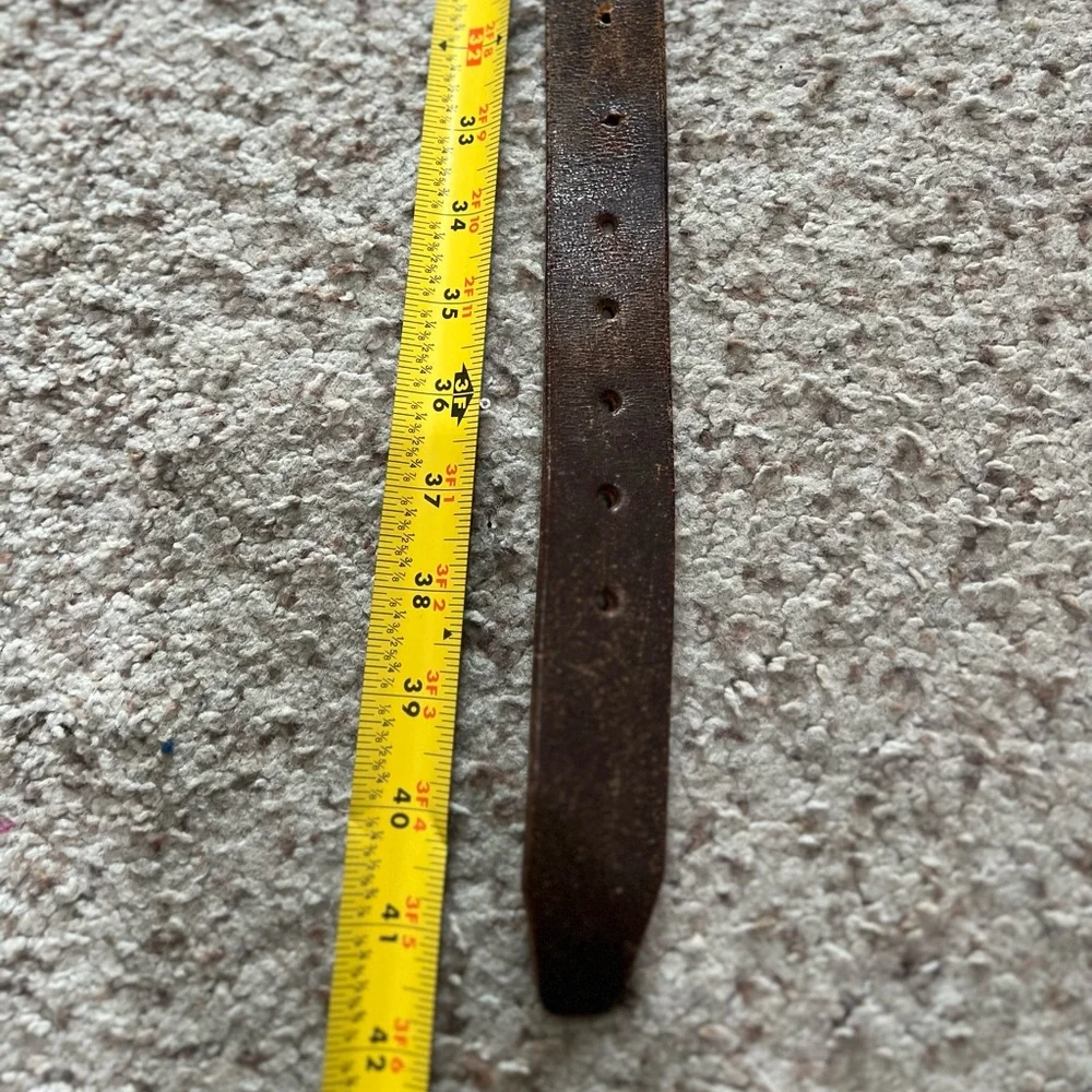 Men supper Distressed brown leather belt  Work Rugged Utility Grunge medium‎